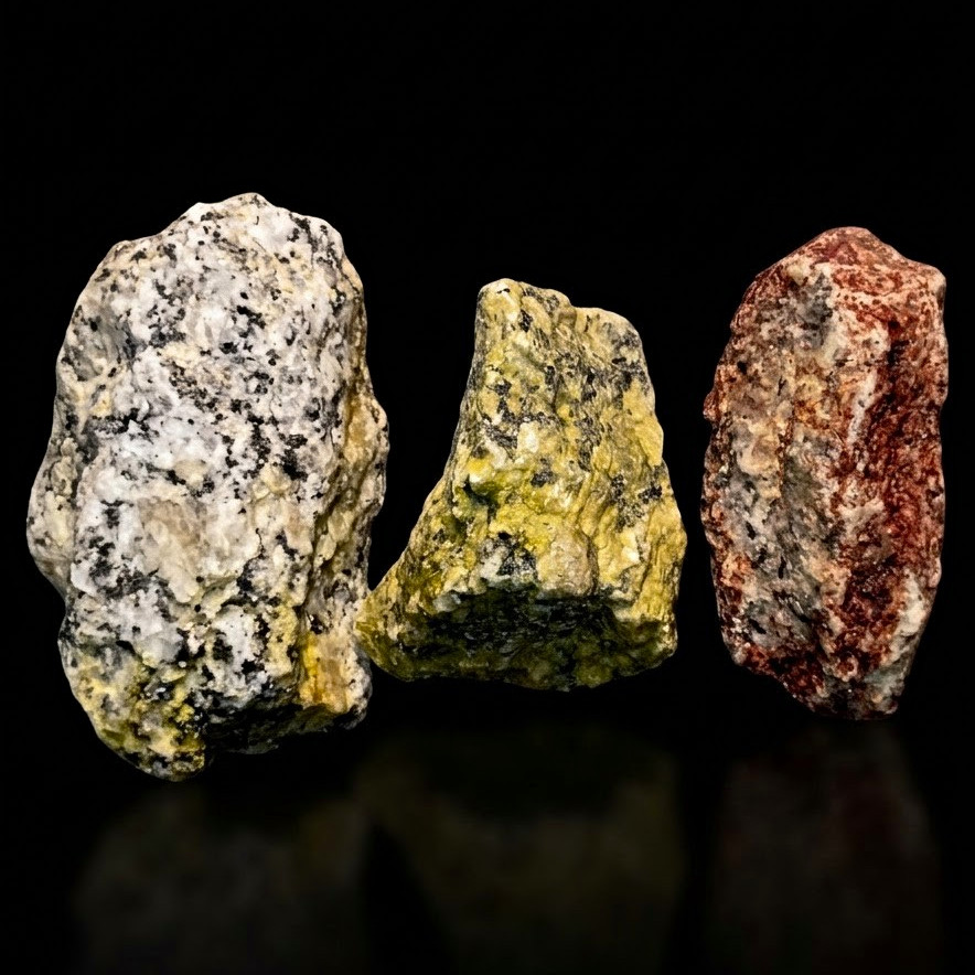 Fluorescent Mineral Specimens - UV Reactive Rough Stone Set (3 Pieces) Fluorescent Mineral Specimens - UV Reactive Rough Stone Set (3 Pieces)