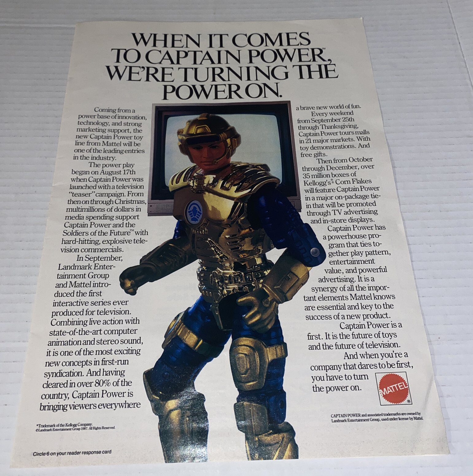 Vintage 1980s Captain Power Toy Action Figure PRINT AD Mattel Industry Release Vintage 1980s Captain Power Toy Action Figure PRINT AD Mattel Industry Release