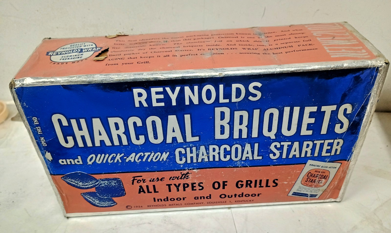 NOS 1954 Reynolds Metals Company Box Charcoal Briquettes NOS 1954 Reynolds Metals Company Box Charcoal Briquettes