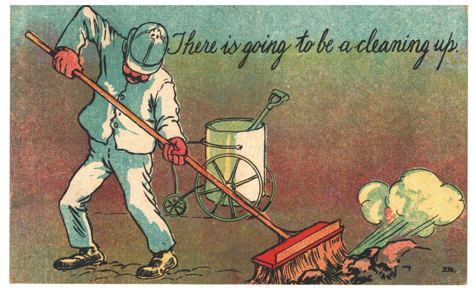 MINT VINTAGE POSTCARD CLEANING UP. FULL COLOR