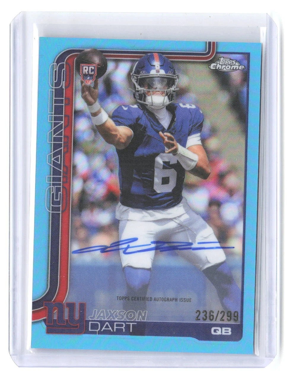 2025 Topps Chrome Rc Auto Jaxson Dart #RA-JD Teal Lava Refractor read descriptio 2025 Topps Chrome Rc Auto Jaxson Dart #RA-JD Teal Lava Refractor read descriptio
