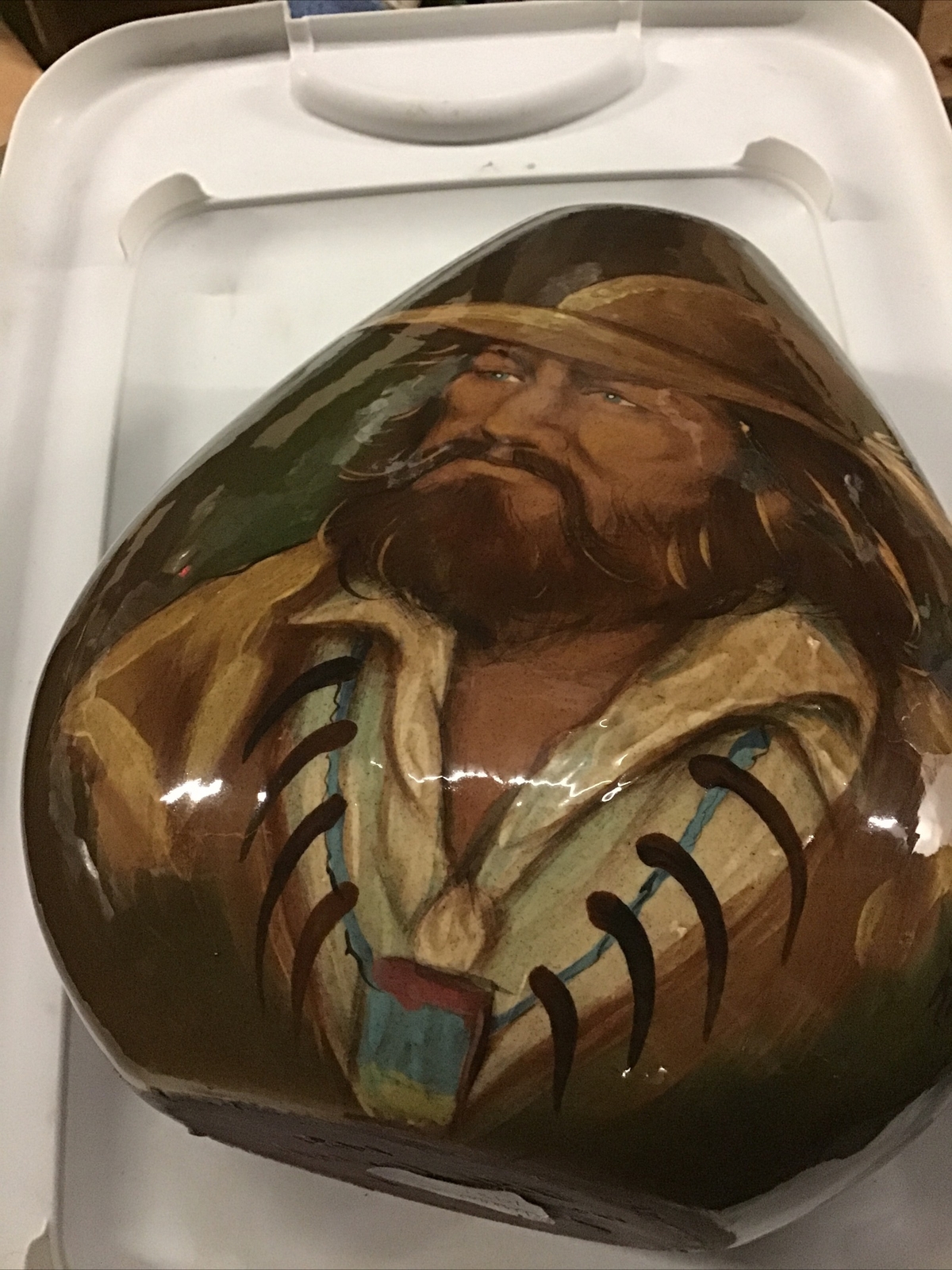Rick Wisecarver Signed 1981 Hand Carved/Painted Oblong Vase 9.25” Tall Bearded Rick Wisecarver Signed 1981 Hand Carved/Painted Oblong Vase 9.25” Tall Bearded