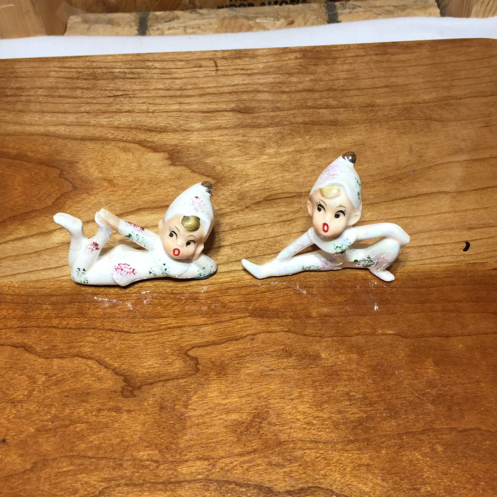 VTG Pair of Mid-Century Ceramic Porcelain Pixie Elf Figurines Japan VTG Pair of Mid-Century Ceramic Porcelain Pixie Elf Figurines Japan
