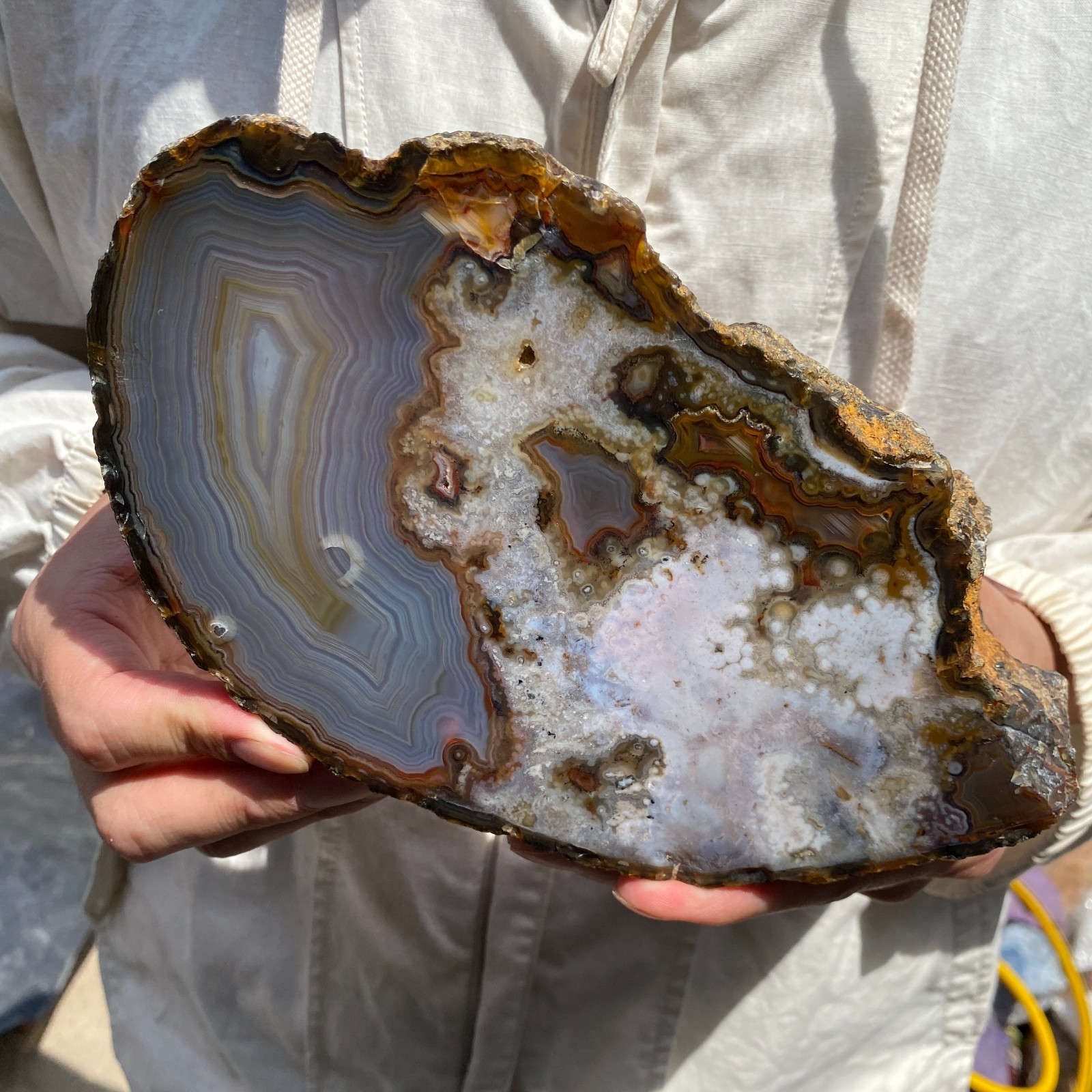 1300G Natural Banded striped agate quartz crystal rough mineral specimen Reiki