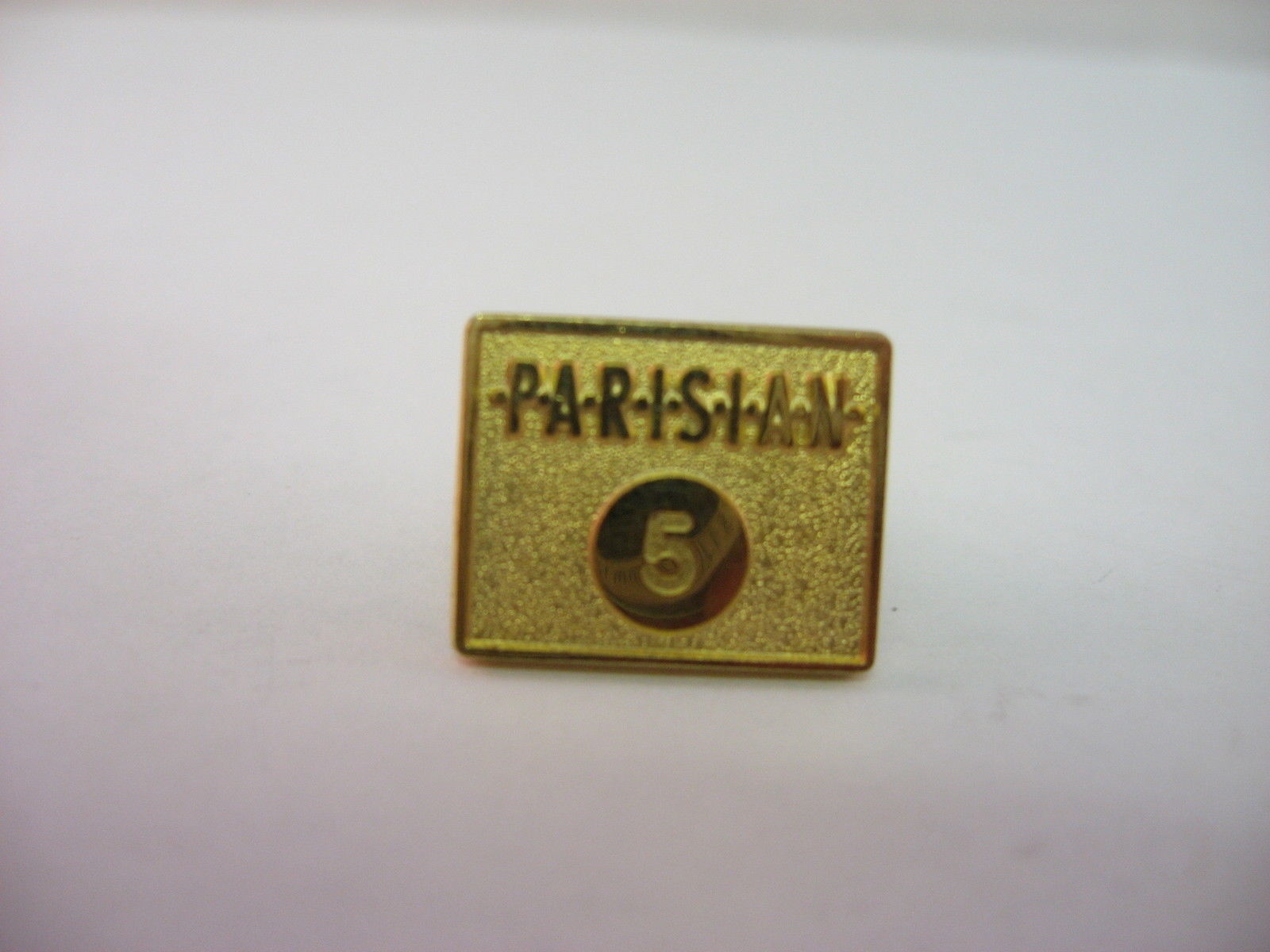 Vintage Parisian Dept Store 5 Year Service Award Pin Gold Tone Employee Lapel Vintage Parisian Dept Store 5 Year Service Award Pin Gold Tone Employee Lapel