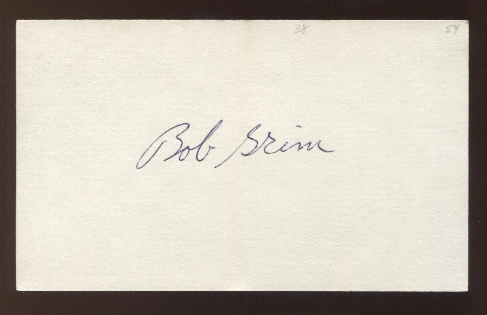 Bob Grim Signed 3x5 Index Card Autographed Vintage Baseball Signature