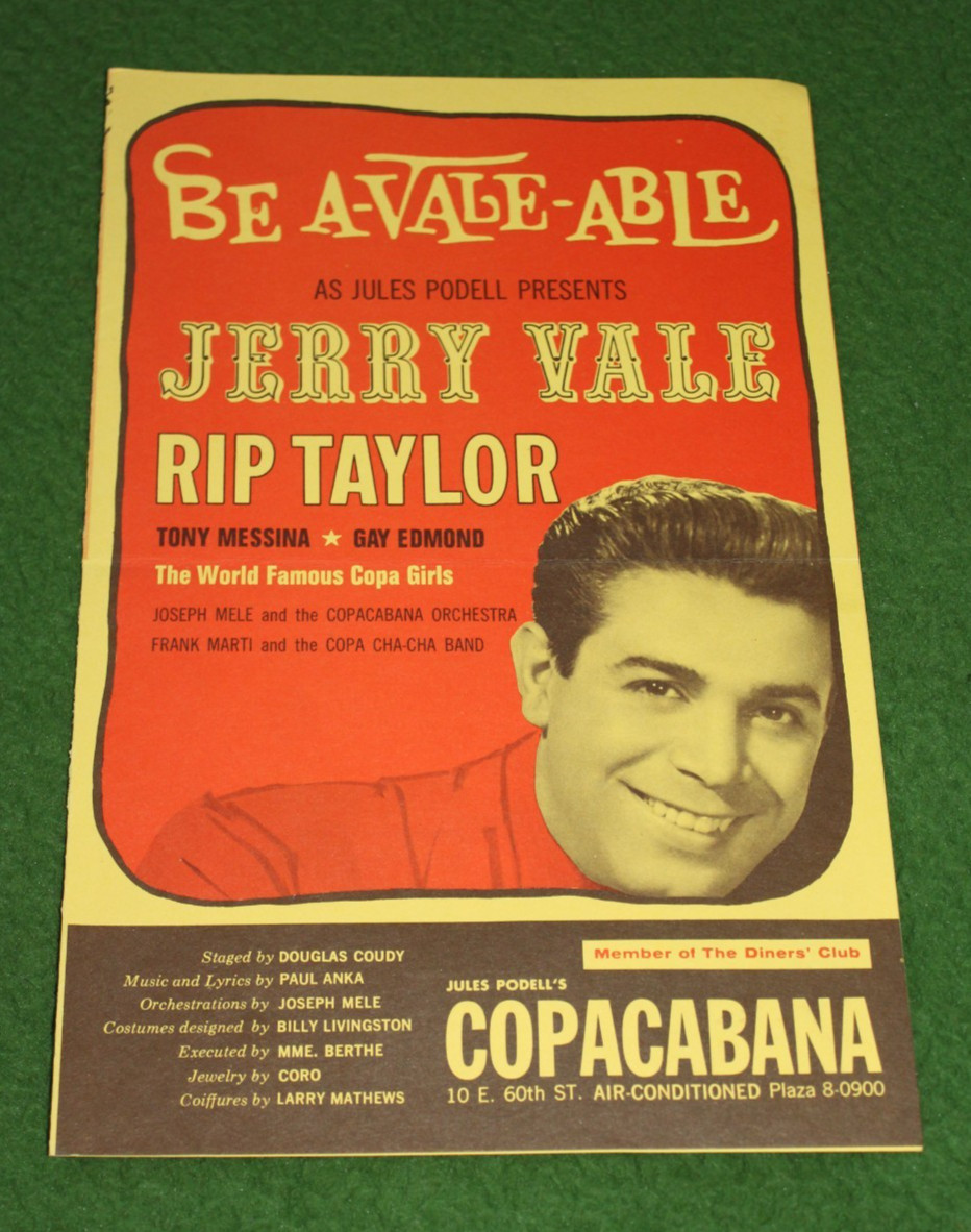 Copacabana Jerry Vale Joe Lewis Rip Taylor Helen O'Connell LAS VEGAS PROMOS L@@K Copacabana Jerry Vale Joe Lewis Rip Taylor Helen O'Connell LAS VEGAS PROMOS L@@K