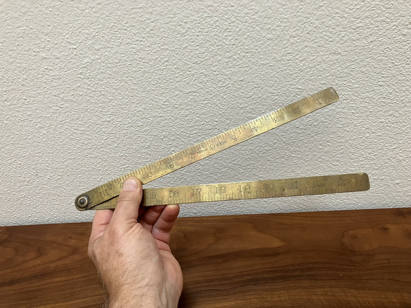 Vtg LUFKIN No. 1085 Solid Brass 2-Foot Folding Rule Blacksmith Machinist Tool