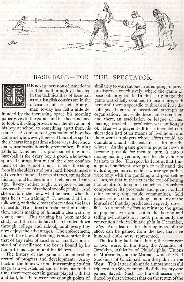 Walter Camp Baseball For the Spectator BALL CLUBS College ORIGINAL 1889 ARTICLE Walter Camp Baseball For the Spectator BALL CLUBS College ORIGINAL 1889 ARTICLE
