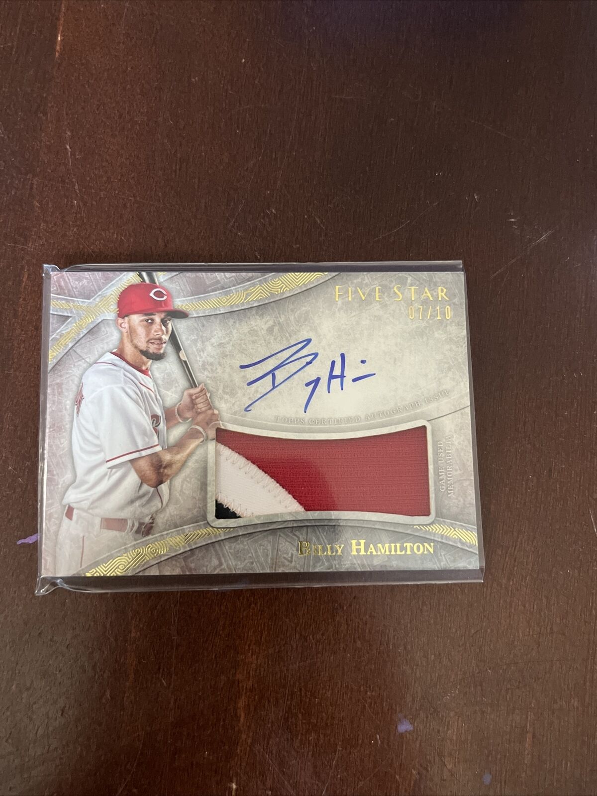 Billy Hamilton 2014 Topps Five Star Autograph Jumbo Patch Gold 7/10 Reds