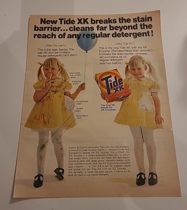 Vtg 1968 Tide Laundry Detergent Print Ad Genuine Advertisement Ephemera 10x13 Vtg 1968 Tide Laundry Detergent Print Ad Genuine Advertisement Ephemera 10x13