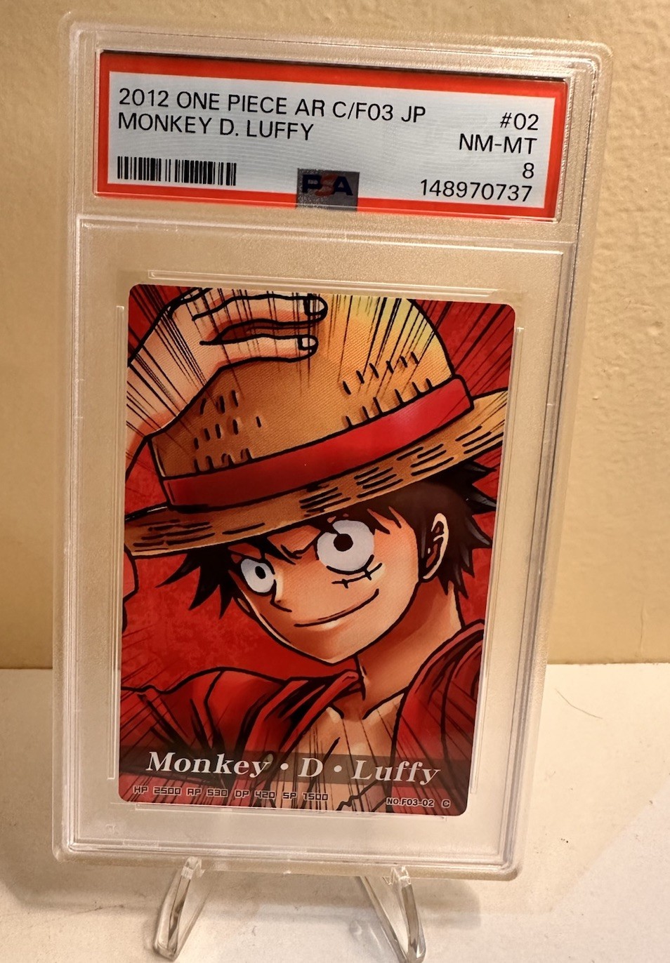 2012 CARDDASS ONE PIECE JAPANESE AR CARDDASS FORMATION 03 MONKEY D. LUFFY PSA 8 2012 CARDDASS ONE PIECE JAPANESE AR CARDDASS FORMATION 03 MONKEY D. LUFFY PSA 8