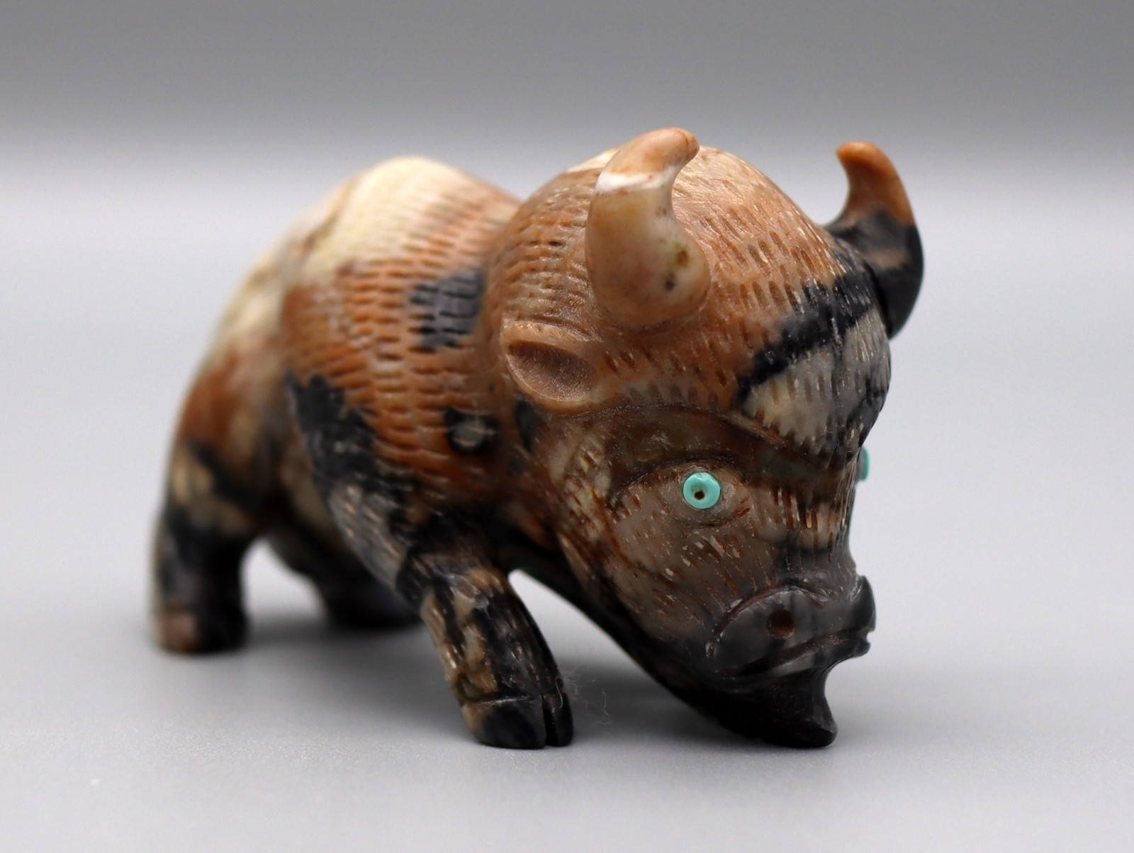 Fabian Cheama (d) Picasso Marble Zuni American Bison/Buffalo Fetish Fabian Cheama (d) Picasso Marble Zuni American Bison/Buffalo Fetish