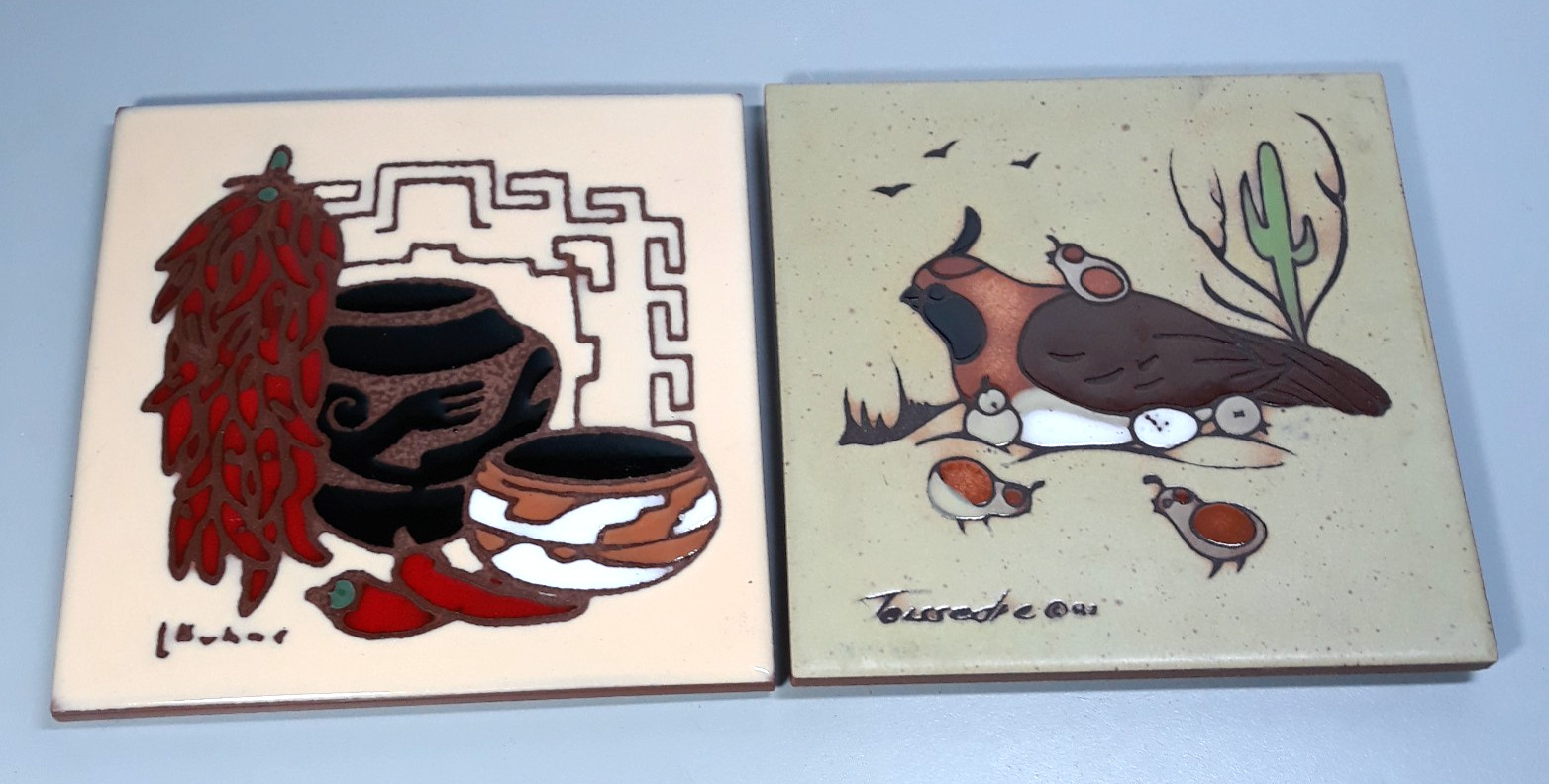 Cleo Teissedre Earthtones Hand‑Painted Ceramic Tiles Southwestern Art Tucson AZ Cleo Teissedre Earthtones Hand‑Painted Ceramic Tiles Southwestern Art Tucson AZ