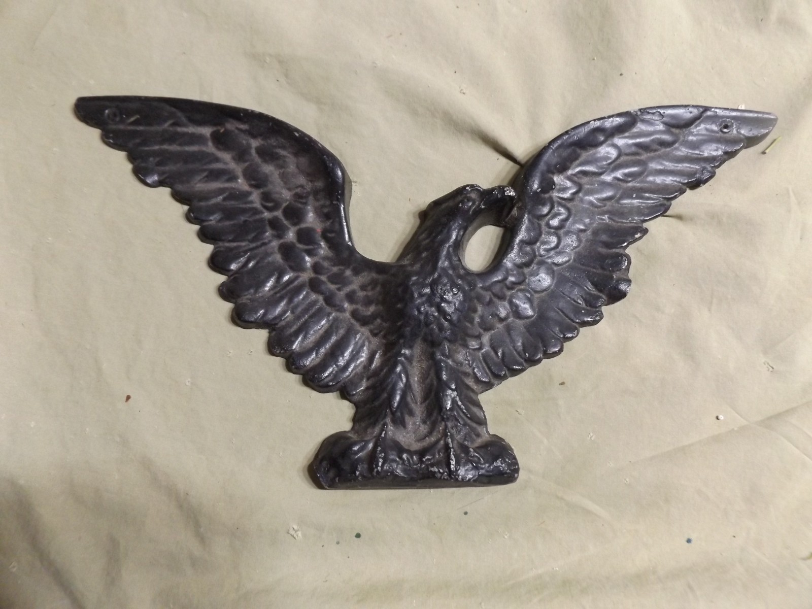 Vintage Cast Metal Painted Black Federal Style Spread Eagle Wall Decor 7x13.25 Vintage Cast Metal Painted Black Federal Style Spread Eagle Wall Decor 7x13.25