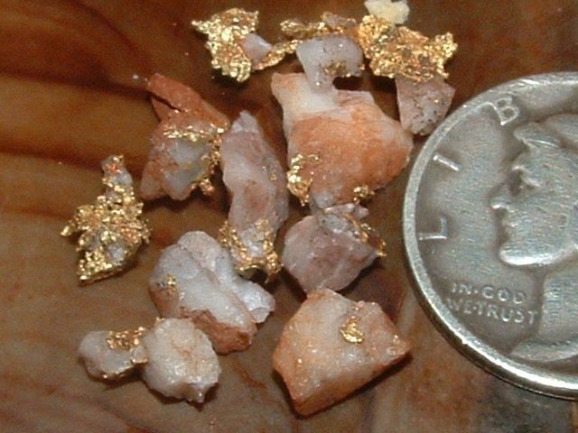 10 GOLD QUARTZ SPECIMENS 1 GRAM NATURAL GOLD AND QUARTZ