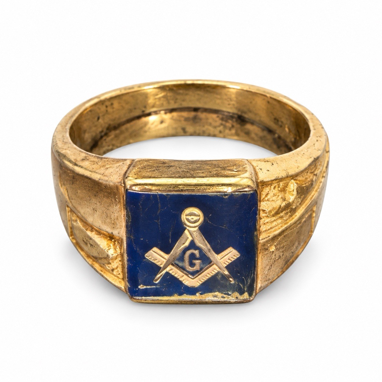 Vintage 10K Gold Masonic Freemason Ring Blue Enamel Square Compass Weight 7.14 Vintage 10K Gold Masonic Freemason Ring Blue Enamel Square Compass Weight 7.14
