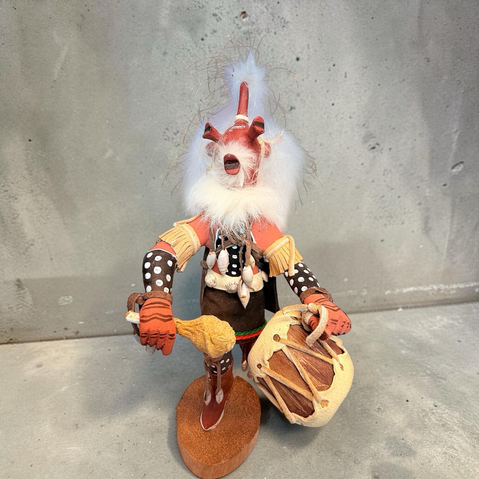Handcrafted wooden Kachina doll depicting a Mudhead (Koyemsi) Handcrafted wooden Kachina doll depicting a Mudhead (Koyemsi)