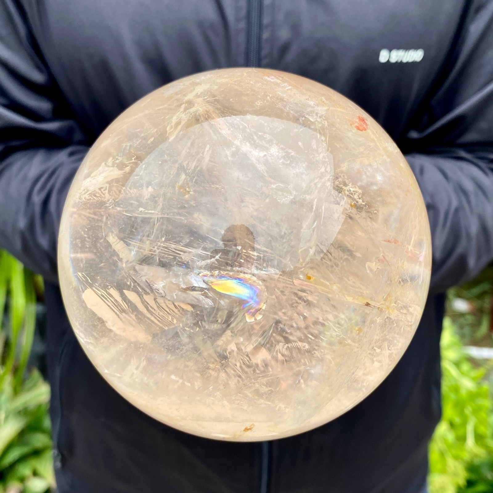 4.01LB Natural White Crystal Clear Quartz Crystal Sphere Ball Healing Meditation