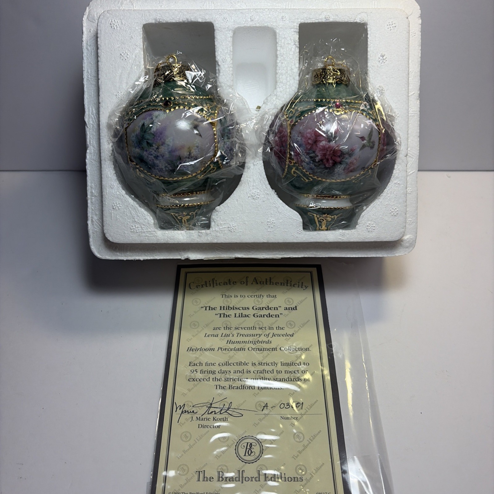2 Bradford Exchange Lena Liu Treasury of Jeweled Hummingbirds Ornaments 