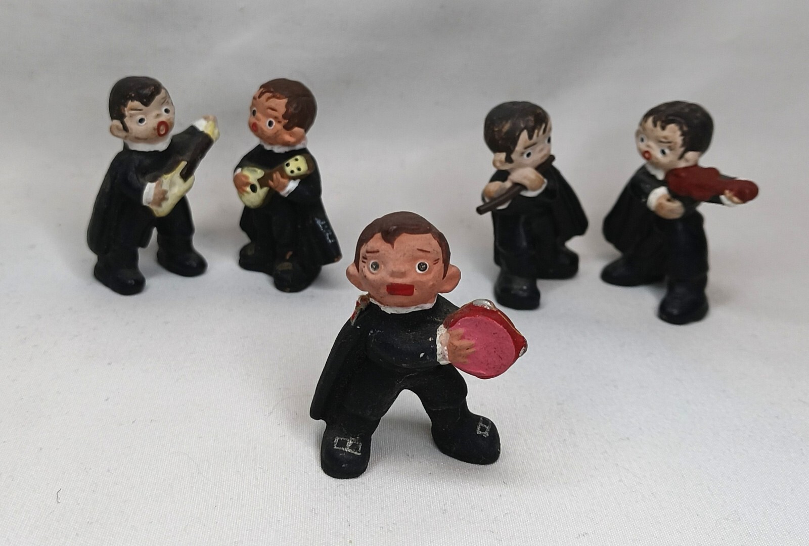 Vintage Spanish Musician Clay Figurines Lot Of 5