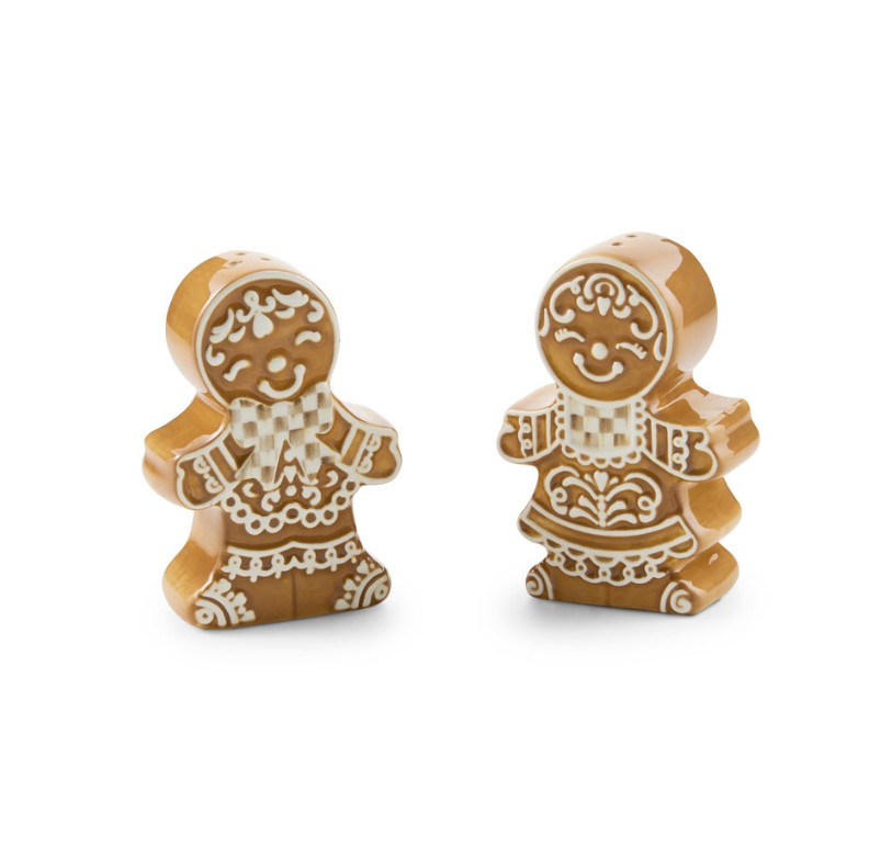 MacKenzie-Childs Mocha Check Gingerbread Salt & Pepper Shaker Set MacKenzie-Childs Mocha Check Gingerbread Salt & Pepper Shaker Set