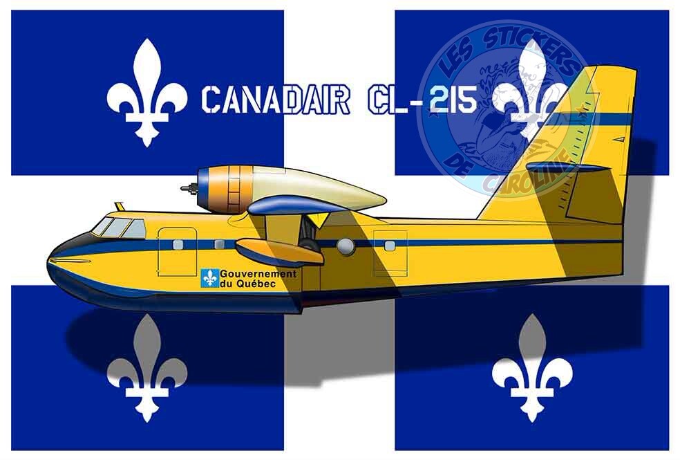 CANADAIR CL-215 PROVINCE OF QUEBEC FLAG QUEBEC FIREFIGHTERS PE123 STICKER CANADAIR CL-215 PROVINCE OF QUEBEC FLAG QUEBEC FIREFIGHTERS PE123 STICKER