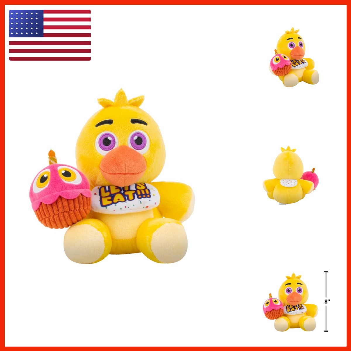 Jazwares Five Nights at Freddy's Classic Chica Plush 8-Inch Glow-in-Dark Eyes Jazwares Five Nights at Freddy's Classic Chica Plush 8-Inch Glow-in-Dark Eyes