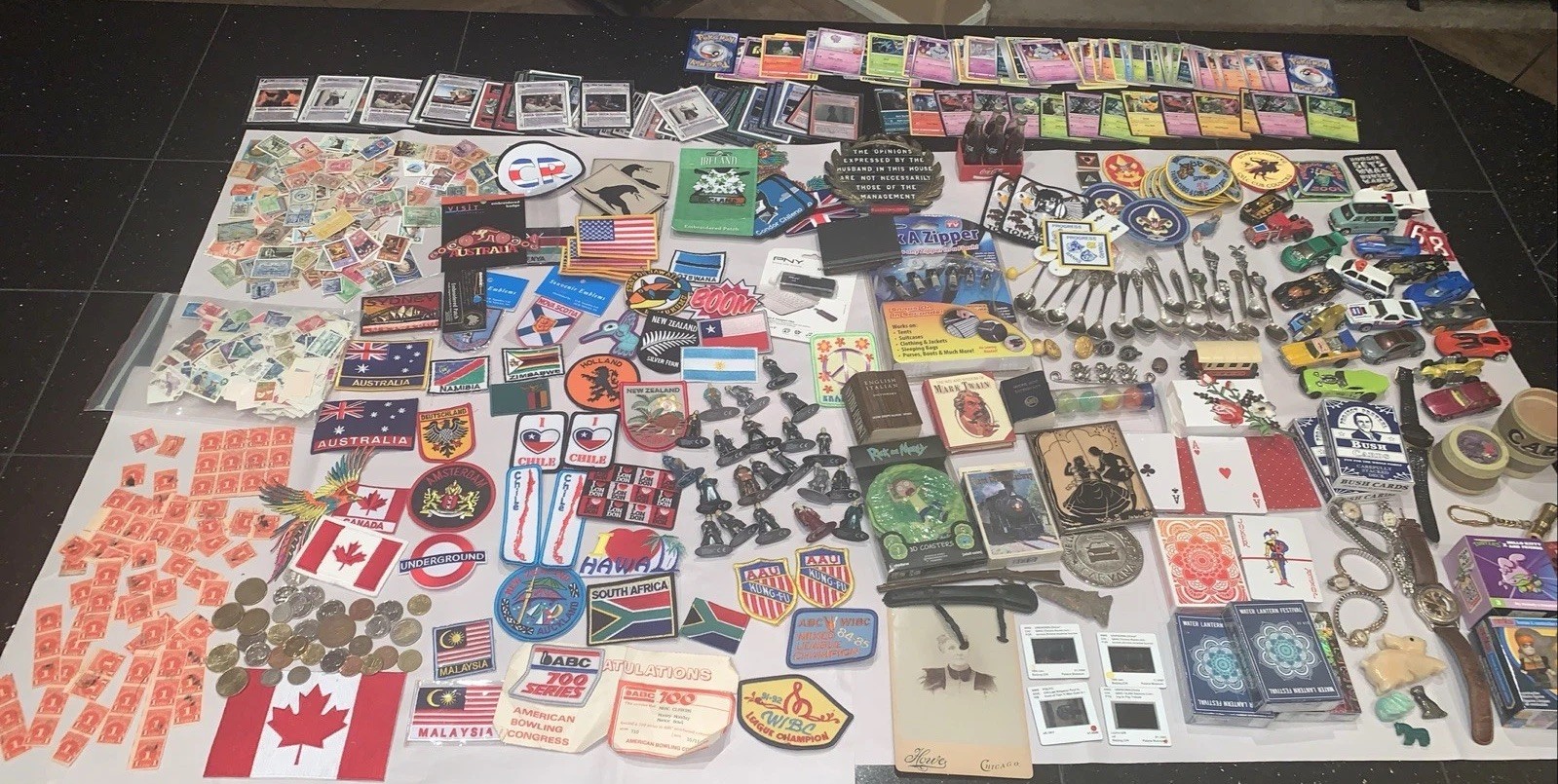 Junk Drawer HUGE LOT~Stamps~Coins~Pokemon~Star Wars CCG~Hot Wheels~Coke Bottles+ Junk Drawer HUGE LOT~Stamps~Coins~Pokemon~Star Wars CCG~Hot Wheels~Coke Bottles+