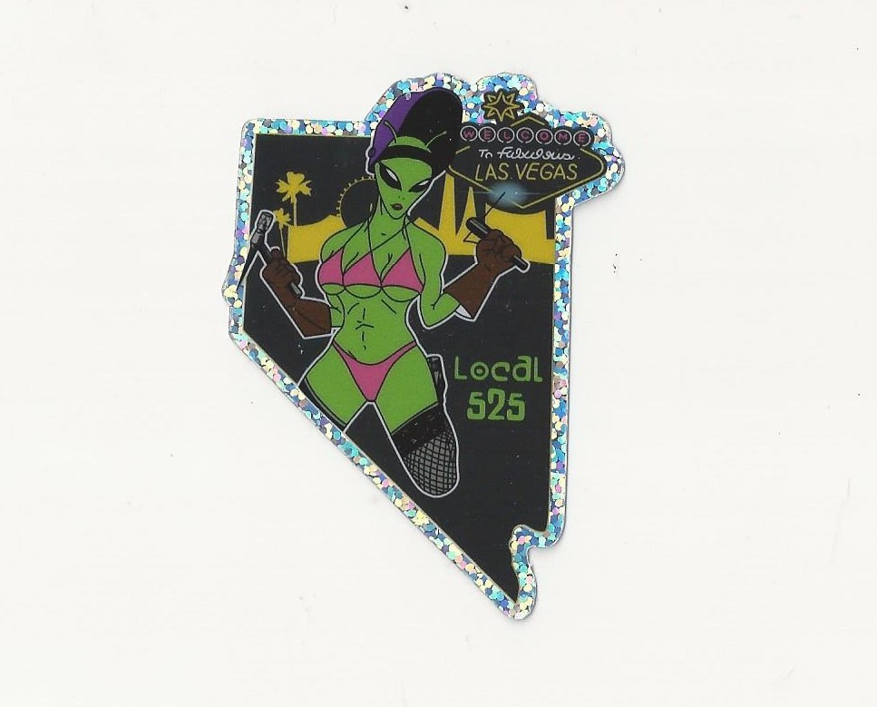 UA LOCAL 525 LAS VEGAS SPACE ALIEN CHICK Plumbers & PIPEFITTERS GLITTER Sticker UA LOCAL 525 LAS VEGAS SPACE ALIEN CHICK Plumbers & PIPEFITTERS GLITTER Sticker