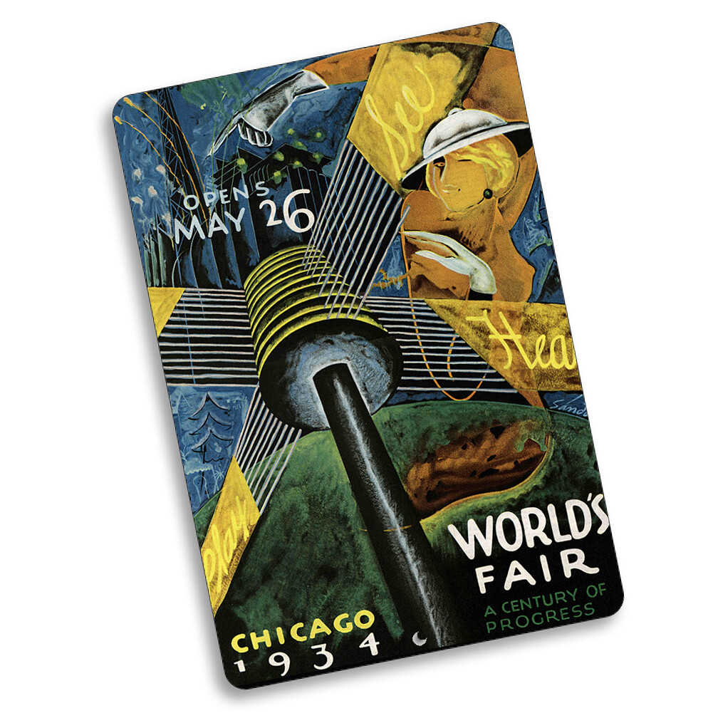 1933 World's Fair A Century of Progress Poster Design 8x12 In Aluminum Sign 1933 World's Fair A Century of Progress Poster Design 8x12 In Aluminum Sign