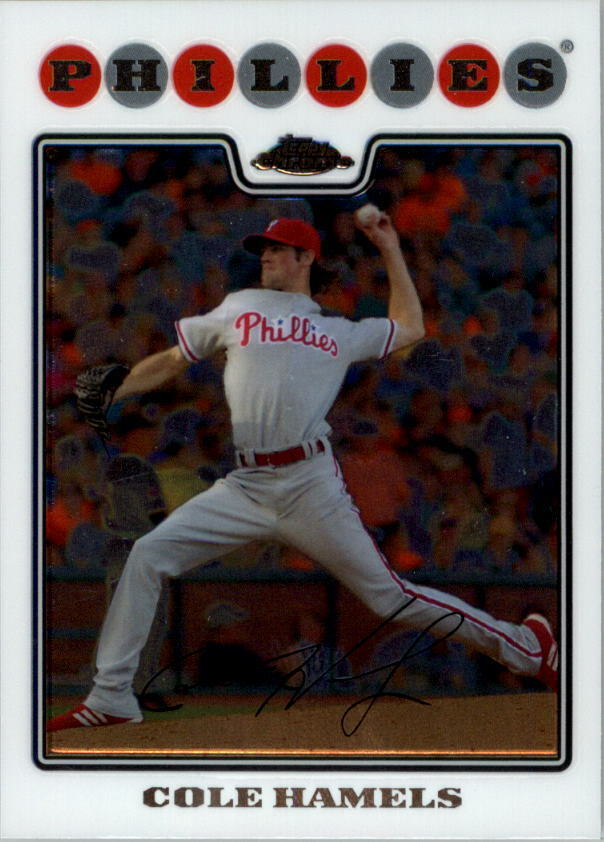 2008 Topps Chrome Philadelphia Phillies Baseball Card #10 Cole Hamels 