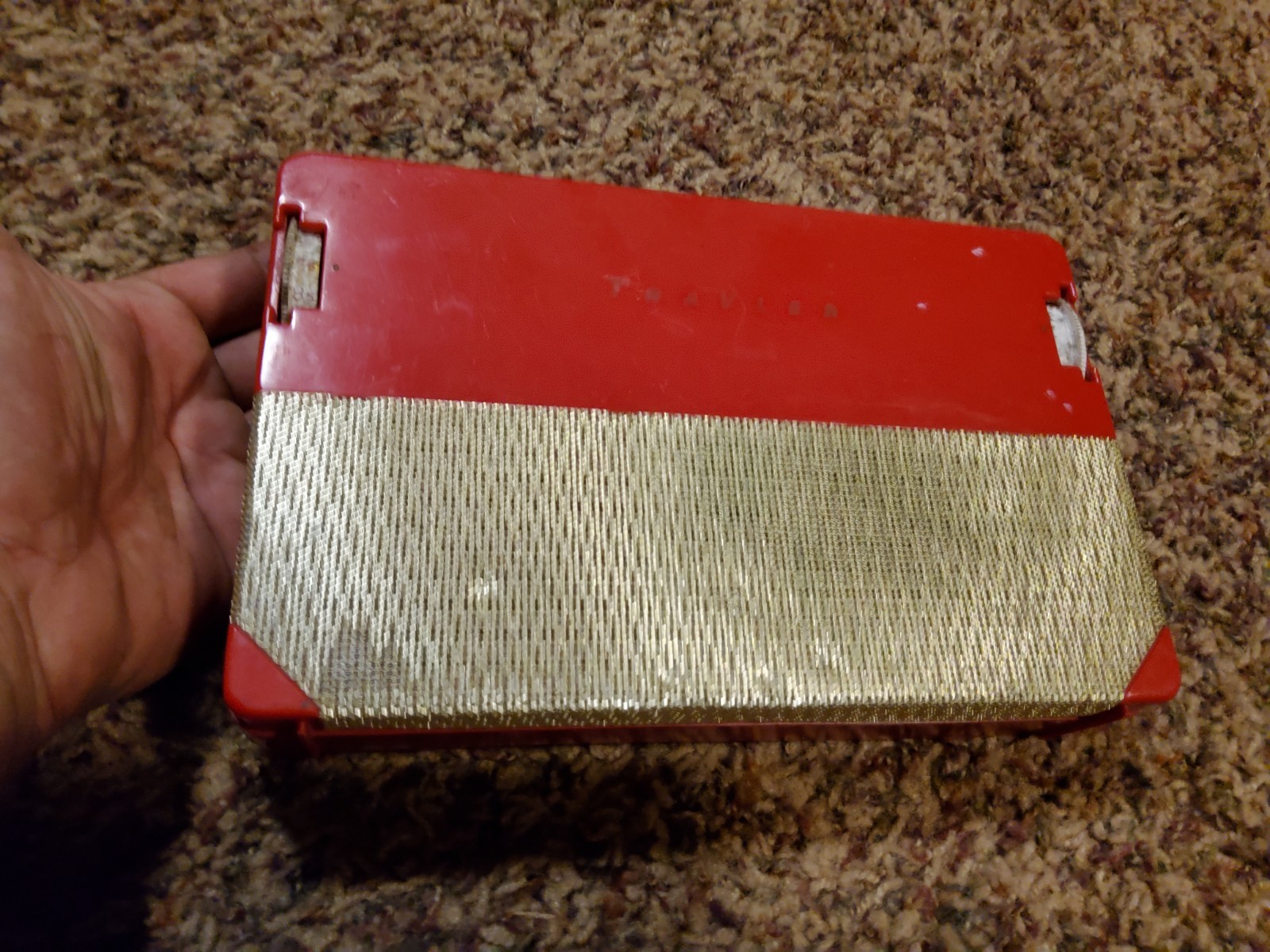 Vintage Trav-Ler Radio Model 6300 Vacuum Tube Portable Red AM Radio Untested Vintage Trav-Ler Radio Model 6300 Vacuum Tube Portable Red AM Radio Untested