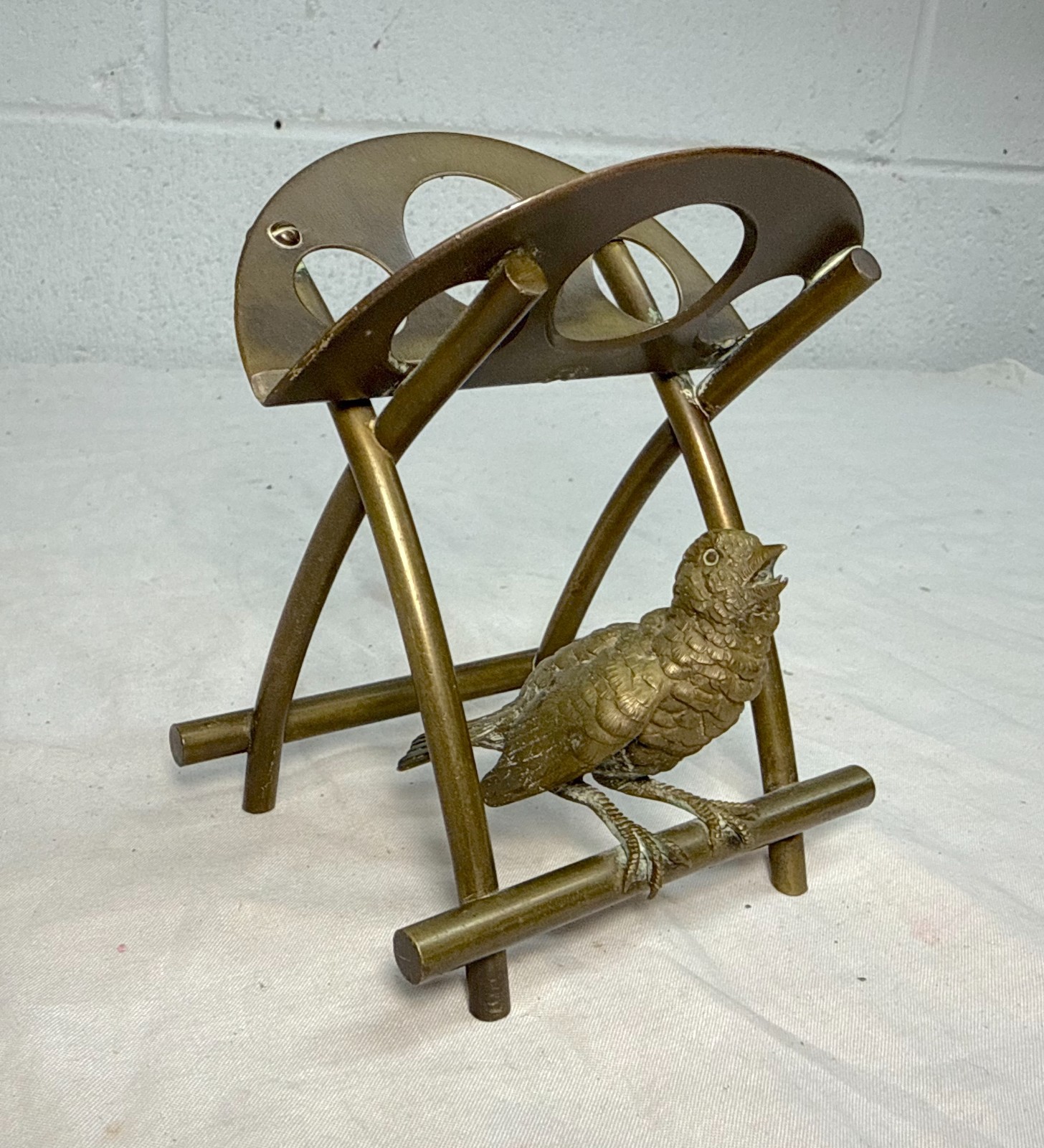 Antique 19th century solid gilt bronze bird pen/ pipe holder stand statue 1800's Antique 19th century solid gilt bronze bird pen/ pipe holder stand statue 1800's