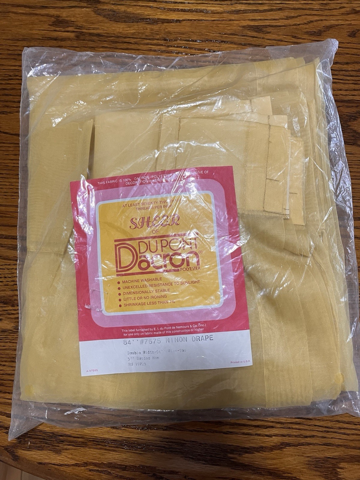 Pair of NOS Gold Vintage DuPont Dacron Sheer Curtain Panels 84”x96” Pair of NOS Gold Vintage DuPont Dacron Sheer Curtain Panels 84”x96”