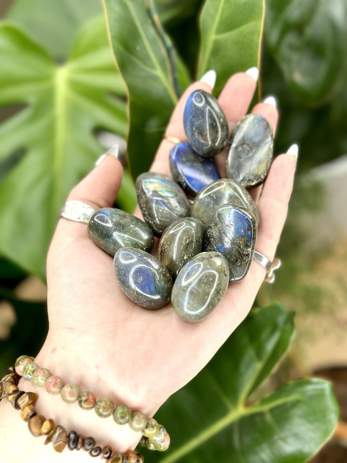 Labradorite Tumbled Crystal Stones, 1/2 inch to 2 inch, Grade AAA