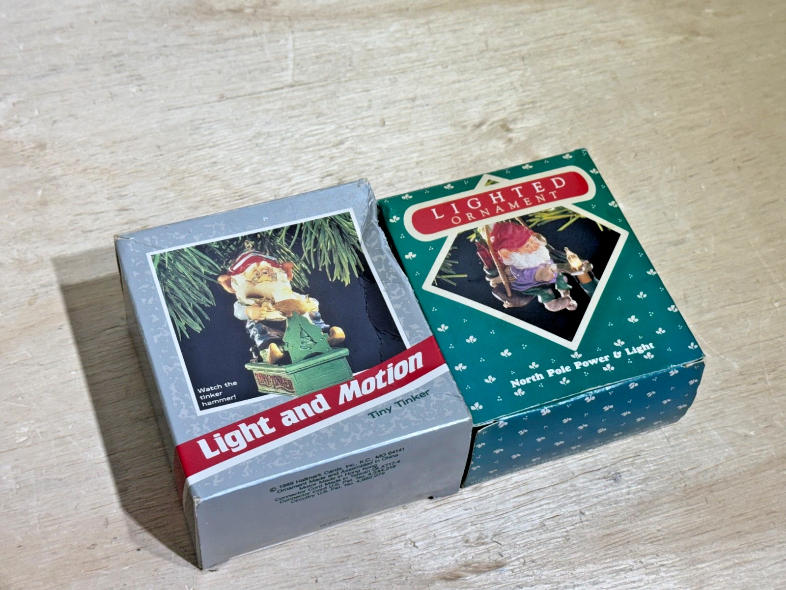 (2) NEW Hallmark 1987/1989 Christmas Light and Motion Ornaments | Santa\'s Elves