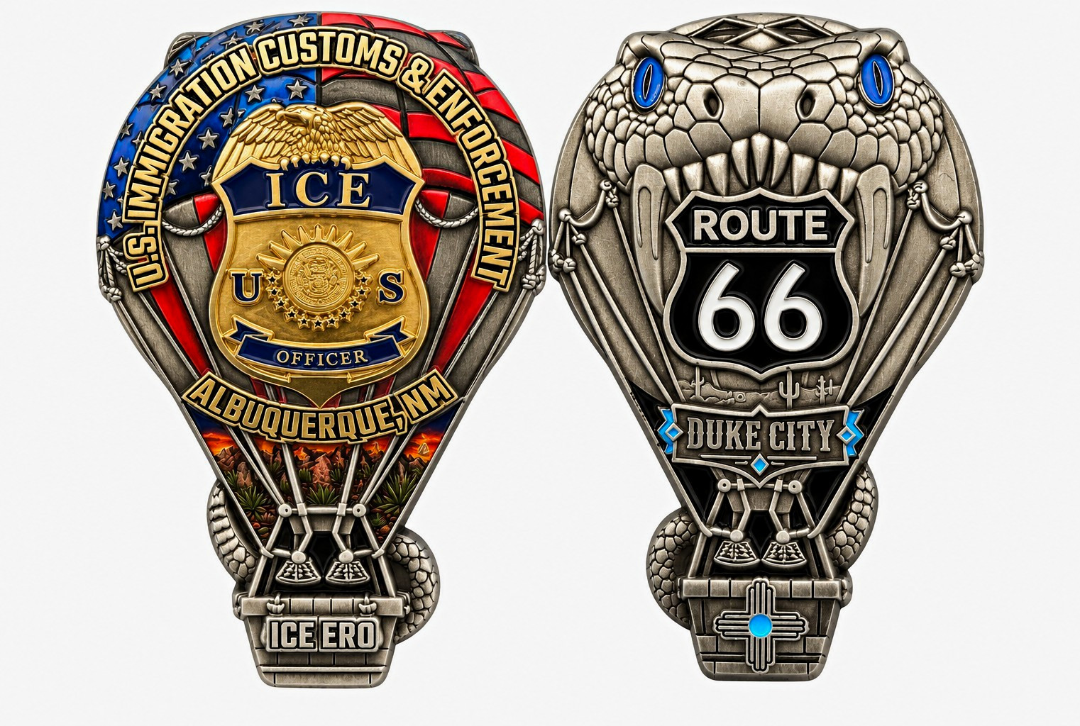 ICE ERO Albuquerque NM Route 66 Duke City 3” Challenge Coin ICE ERO Albuquerque NM Route 66 Duke City 3” Challenge Coin