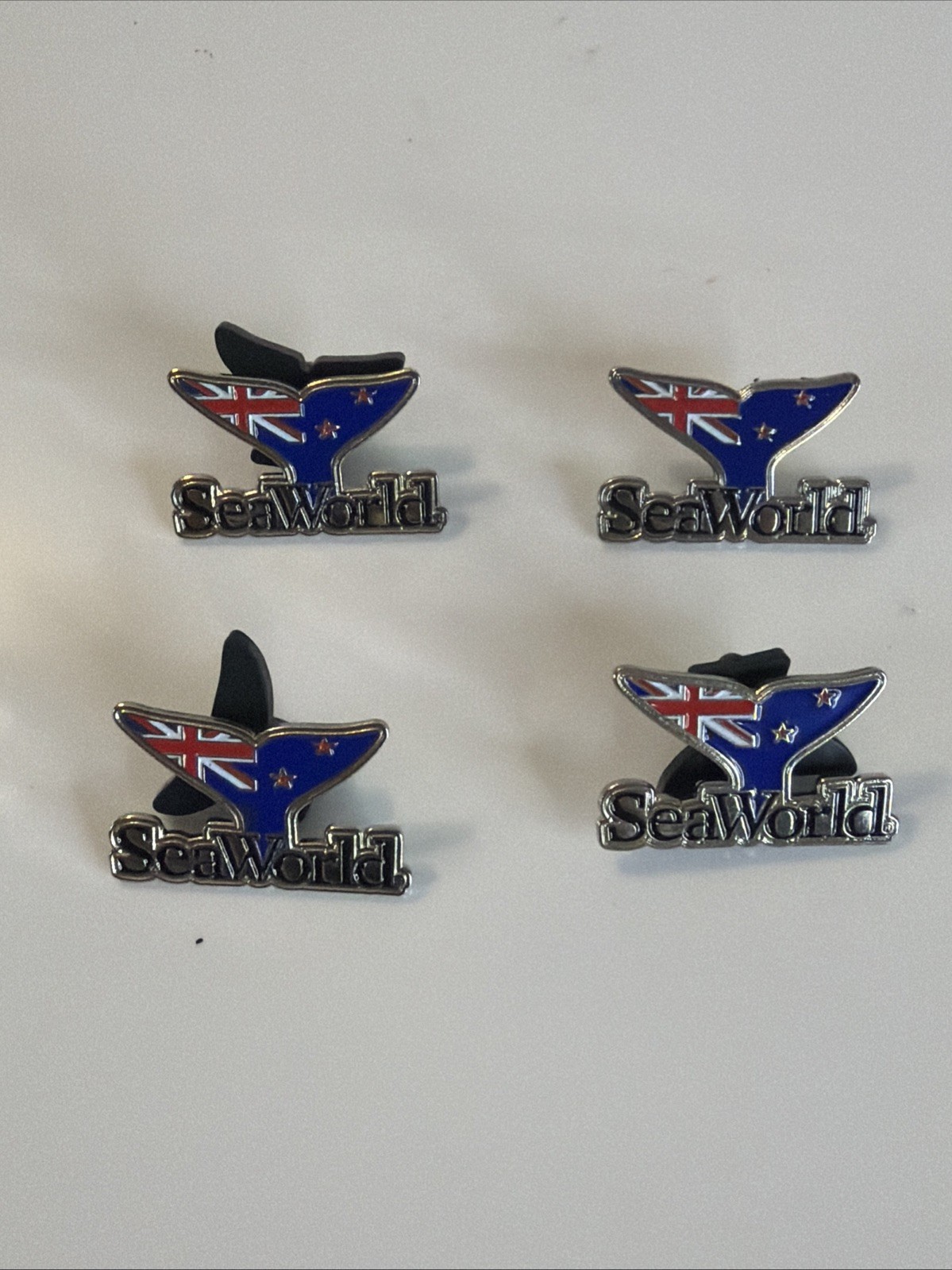 RARE Sea World Killer Whale Tail New Zealand Souvenir Enamel Trading Pin 4pc