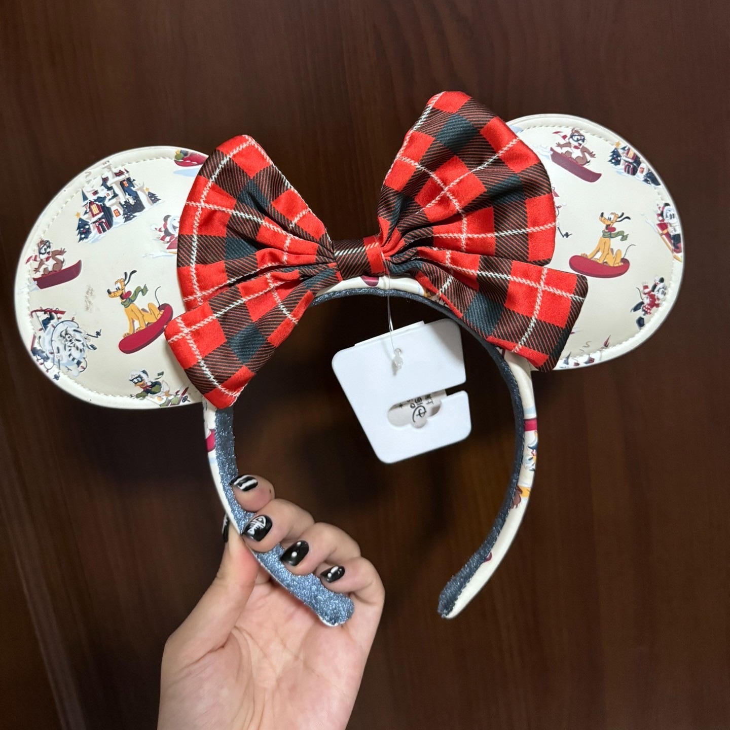 Disney Parks Christmas Holiday Lodge Snow Mickey Minnie Ears Headband