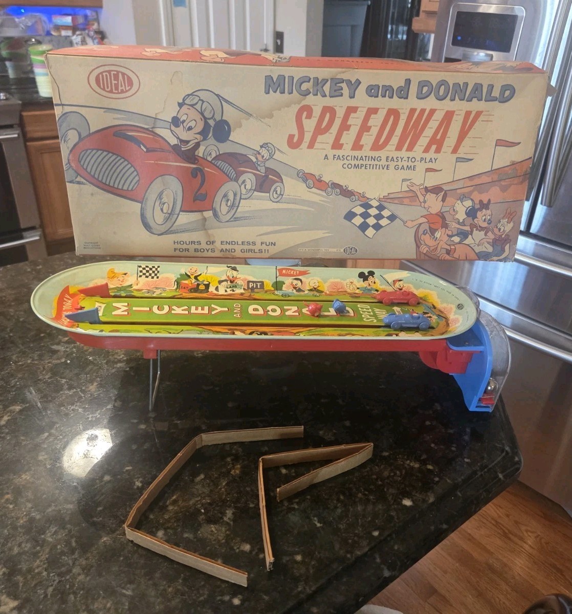 Vintage Ideal Mickey and Donald Speedway Disney Mechanical Racing Game Box READ Vintage Ideal Mickey and Donald Speedway Disney Mechanical Racing Game Box READ