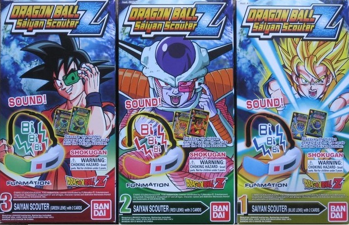 Dragonball Z Saiyan Blue Red Green Scouter set Shokugan Bandai Dragonball Z Saiyan Blue Red Green Scouter set Shokugan Bandai