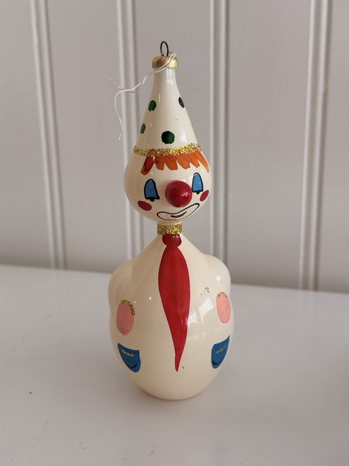 Vintage 1988 De Carlini Italy Blown Glass Clown Christmas Ornament Signed 5.3\