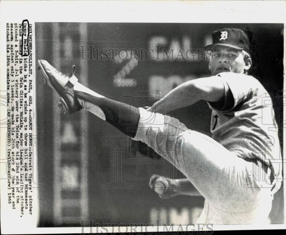 1968 Press Photo Denny McLain, Detroit Tigers Baseball Pitcher at Twins Game