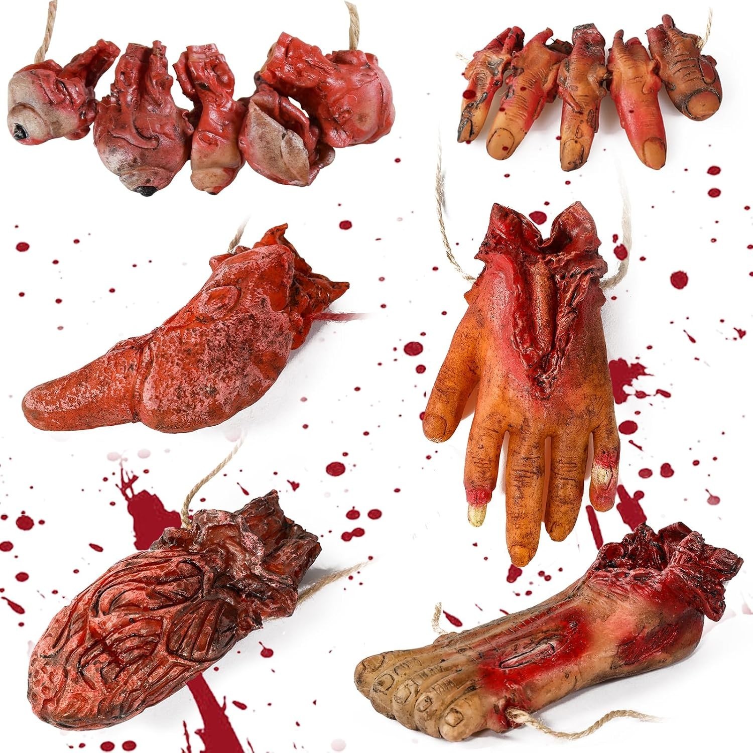 6Pcs Scary Halloween Realistic Bloody Body Parts Haunted House Prop Set Decor 6Pcs Scary Halloween Realistic Bloody Body Parts Haunted House Prop Set Decor