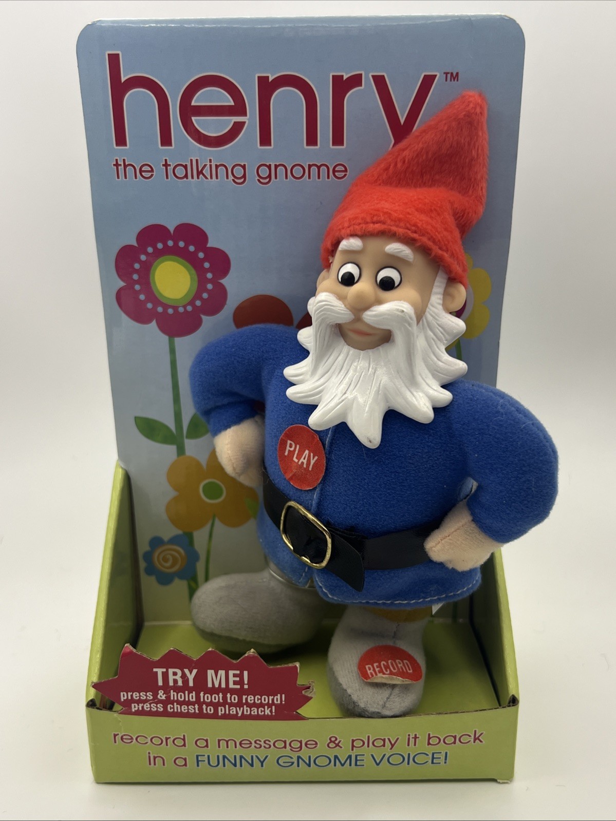 Two\'s Company HENRY the Talking Gnome Voice Recorder Plush Doll in box Two\'s Company HENRY the Talking Gnome Voice Recorder Plush Doll in box