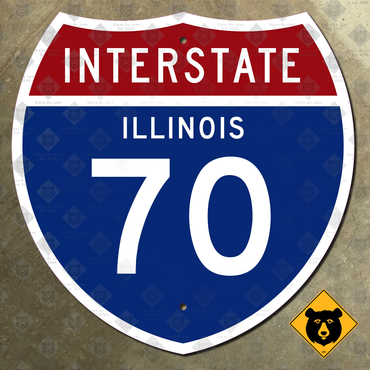 Illinois Interstate 70 route marker road sign Collinsville East St Louis 18x18