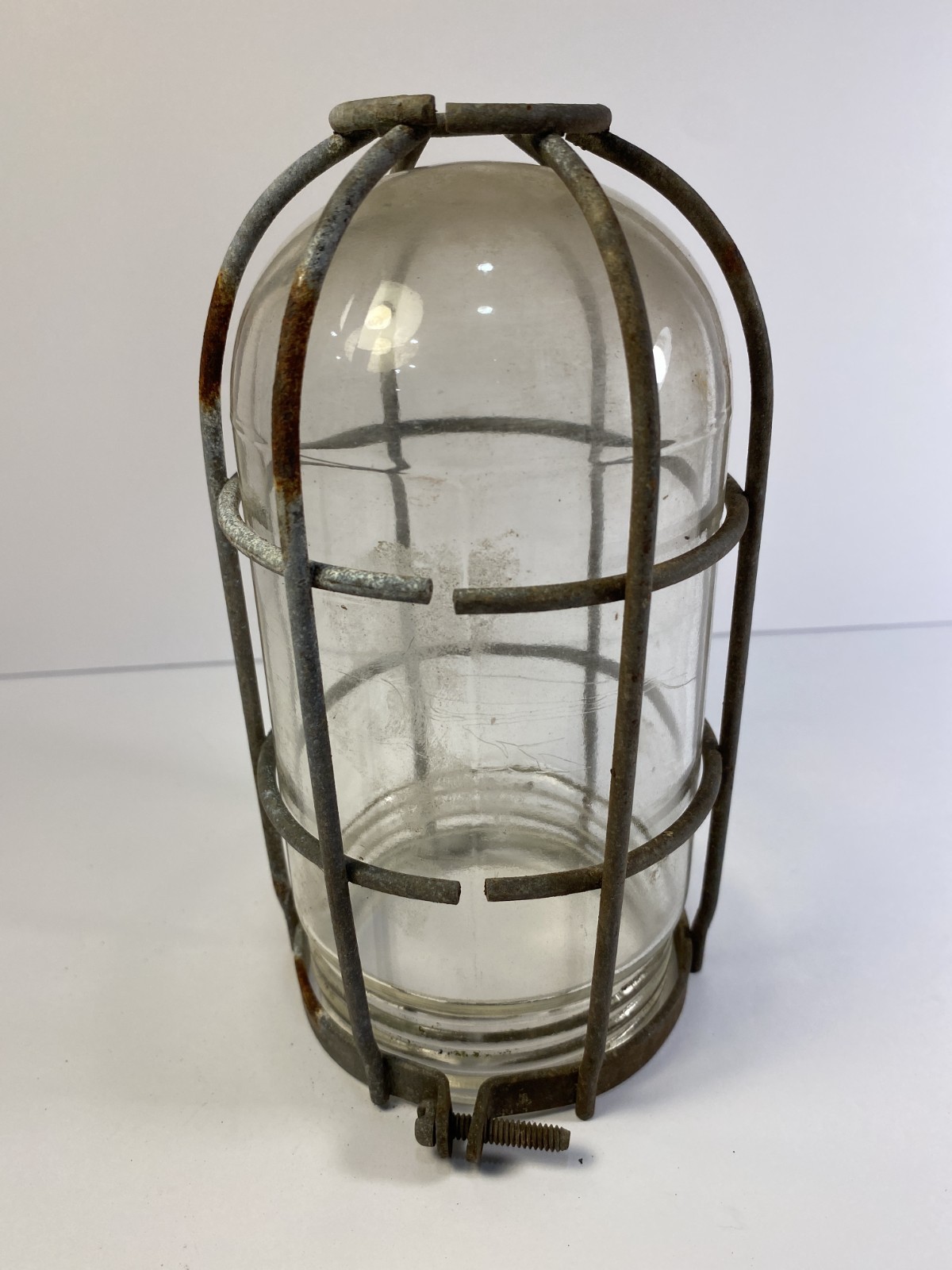 Vintage Explosion Proof Light Cage w/ Glass Globe Unique 7 1/2\'\' Tall Vintage Explosion Proof Light Cage w/ Glass Globe Unique 7 1/2\'\' Tall