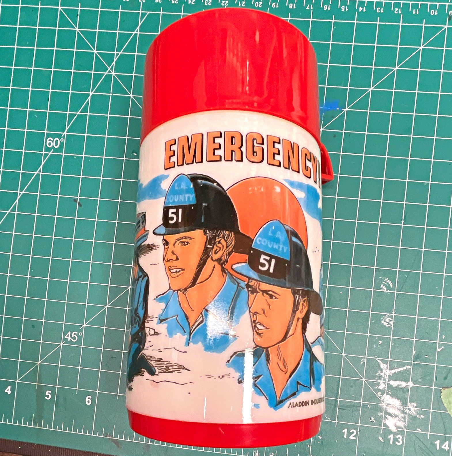 Aladdin Emergency Vintage Plastic Thermos w/ Red Cup Lid, Nurse, Nashville USA Aladdin Emergency Vintage Plastic Thermos w/ Red Cup Lid, Nurse, Nashville USA