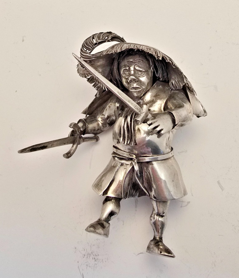 Rare Vintage Italian Silver Swordsman Figurine
